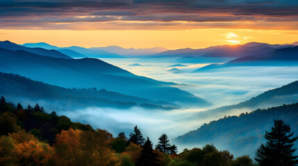 Morning Glow on the Majestic Appalachian Mountains: Nature's Serene Beauty Captured