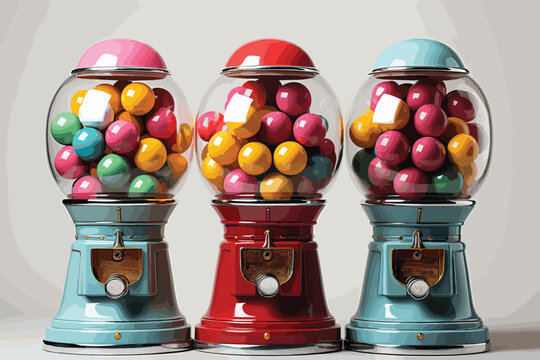 Red machine gum background white