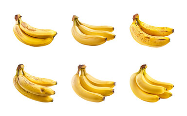 Collection of a bunch of bananas isolated on a transparent background, PNG