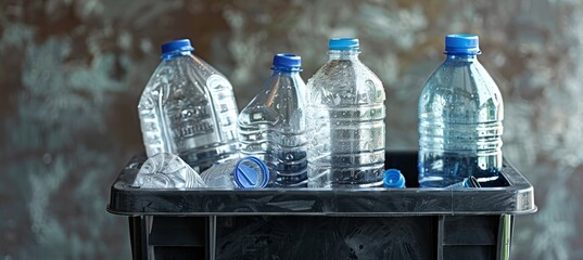 Bottle plastic waste garbage waiting to be recycle. Generative AI technology.
 - obrazy, fototapety, plakaty