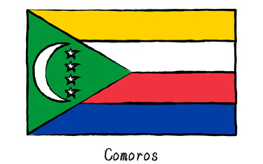 Analog hand-drawn style World Flag, Comoros