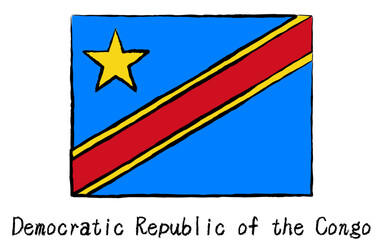 Obraz na płótnie Canvas Analog hand-drawn world flag, Democratic Republic of the Congo