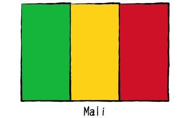 Analog hand-drawn world flags, Mali
