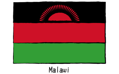 Analog hand-drawn world flag, Malawi