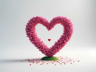 pink heart with white background, isolated for design, valentine day concept 