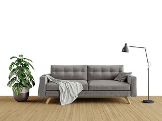 Free PNG wallpaper mockup in Interior Living Room with transparent background, 3D rendering	