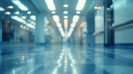 Hospital Hallway Illuminated by Bright Lights