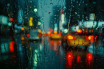 Rainy Night in New York City with Colorful Cityscapes