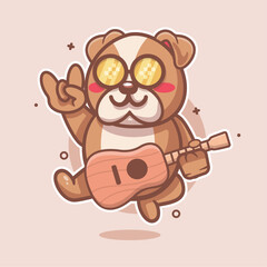 cool bulldog animal character mascot playing guitar isolated cartoon