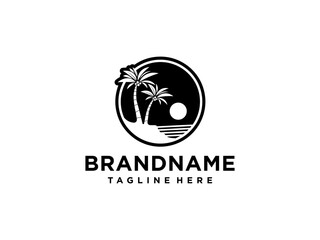 palm tree logo vector icon illustration