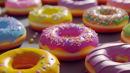 Assortment of colorful donuts background
