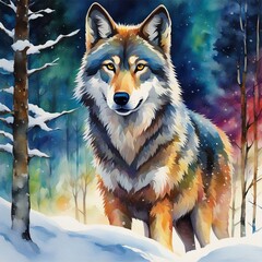 wolf in the snow, generative ai