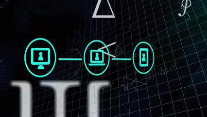 Animation of mathematical symbols, formulae and equations over digital media network - Powered by Adobe