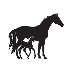 Black horse silhouettes. vector illustration for the design