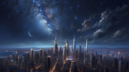 Real StarryNight over a bustling city