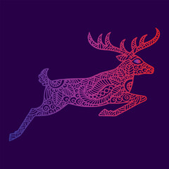 Obraz premium Deer doodle art hand drawing illustration vector