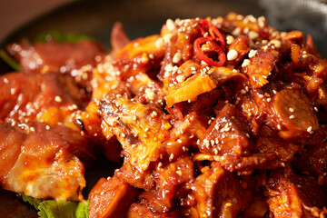Korean spicy pork feet dish