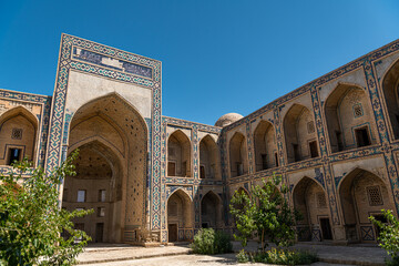 Close up on Nadir Divanbegi Khanaka in Bukhara, Uzbekistan