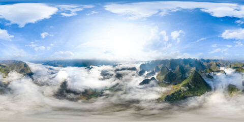 360 photo , Clouds drift over Ma Pi Leng Pass in Ha Giang province, Viet Nam 