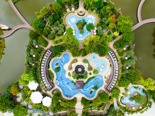 Characteristic building of Ocean Flower Island Sea Park in Zhanzhou, Hainan, China