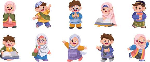 Muslim Kids Character Illustration