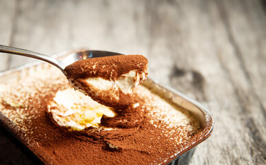Fototapeta premium tiramisu cake on plate
