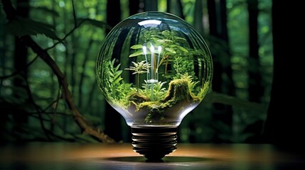 Green world in an energy saving bulb, World Environment Day