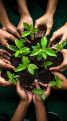 hands holding Beautiful green plants, Happy Environment Day - obrazy, fototapety, plakaty