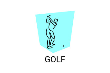 golf sport vector line icon. a golf player hitting the ball. sport pictogram, vector illustration.