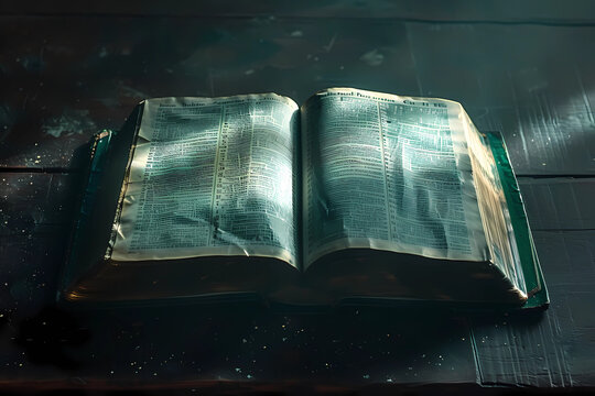 a open holy book with light