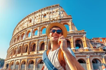 Fotobehang Colosseum Solo traveler in Rome, Italy Summer Trip