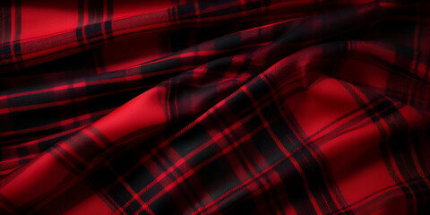Flannel Fabric Organic Cotton China Red Color Cotton Fabric Scottish Tartan Pattern A Close-Up of the Red, Black, and Blue Checked Fabric with a Soft and Woolen Tartan Kilt