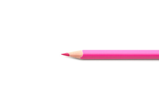 Pink pencil on white background