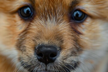 Close Up of a Dogs Face With Blue Eyes. Generative AI