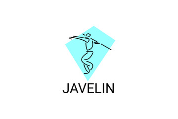 Javelin throw sport vector line icon. Javelin throw stance. sport pictogram, vector illustration.
