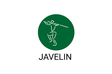 Javelin throw sport vector line icon. Javelin throw stance. sport pictogram, vector illustration.