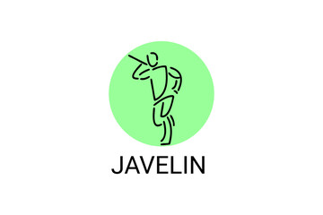 Javelin throw sport vector line icon. Javelin throw stance. sport pictogram, vector illustration.