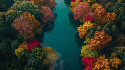 temperate deciduous forest, autumn, pine forest, forest, stream, rivers, waterfall, nature, landscape, tree, top view, oak, beech, maple, willow, leaf, woodland, giant trees, background, fantasy, tran