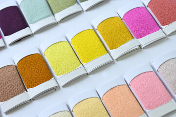 sample color shade of colorful fabric textile of clothing industry