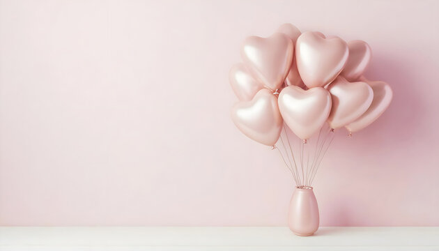 Valentine day background with heart shaped balloons