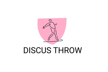 Discus throw sport vector line icon. Discus throw stance. sport pictogram, vector illustration.