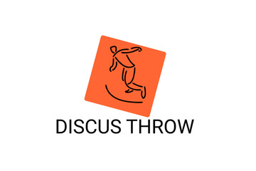 Discus throw sport vector line icon. Discus throw stance. sport pictogram, vector illustration.