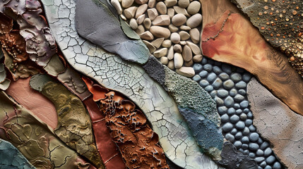 Colorful abstract background made of stone pebbles and oil paint