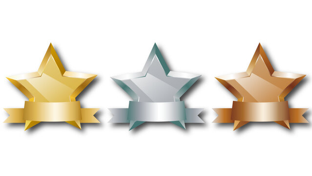 gold, silver, bronze set of star awards