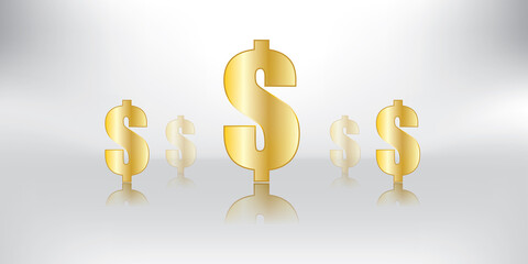 Money sign on white background. There is space to place text. Used in graphic design, banners, web designs, presentations.