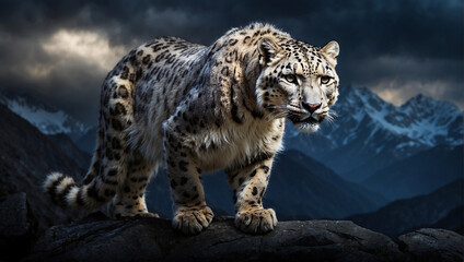 Obraz premium A detailed and dangerous snow leopard