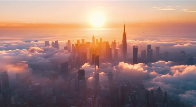 big foggy city footage