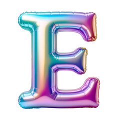 Letter E Iridescent Typeface Balloon, whimsically Inflated Alphabet Illustration