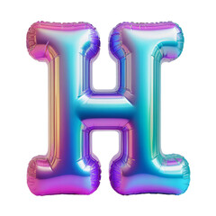 Letter H Iridescent Typeface Balloon, whimsically Inflated Alphabet Illustration