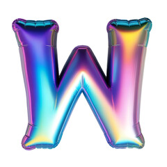 Letter W Iridescent Typeface Balloon, whimsically Inflated Alphabet Illustration